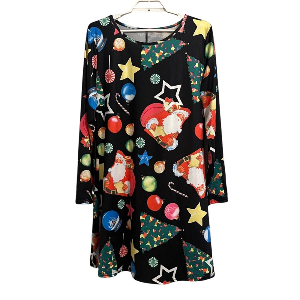 Christmas Santa Ugly Sweater Dress Long Sleeve